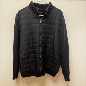 Tricots St. Raphael Front Quilted Sweater Jacket with Ribbed Collar